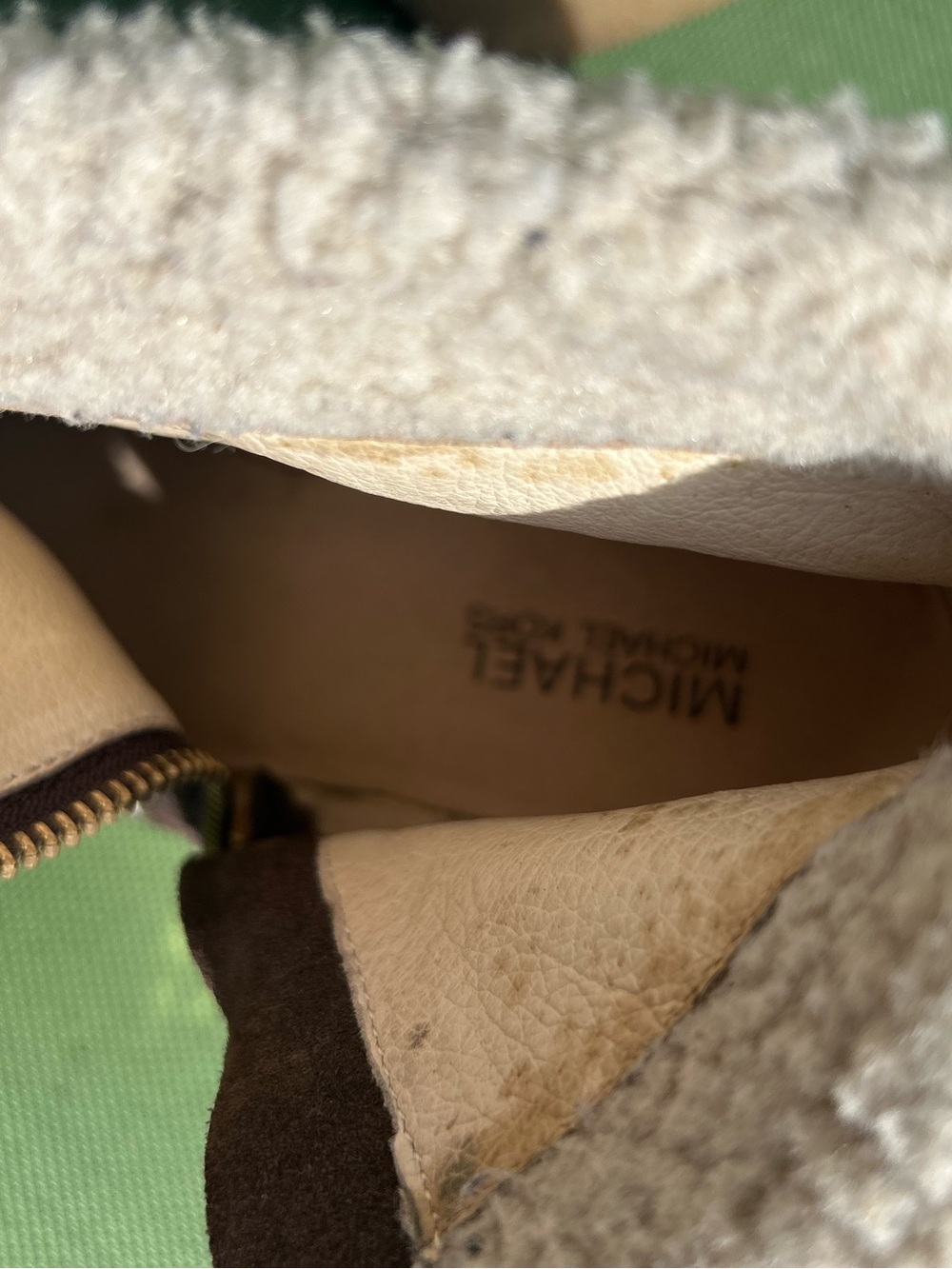 Michael Kors Brown Suede and Cream Sherpa Wedge Ankle Boots - Michael K - Picture 3 of 4